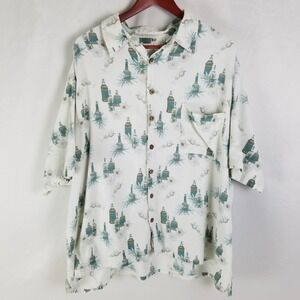 Caribbean Joe Mens 3X‎ Silk Blend Hawaiian Shirt Bottles Floral Short Sleeve